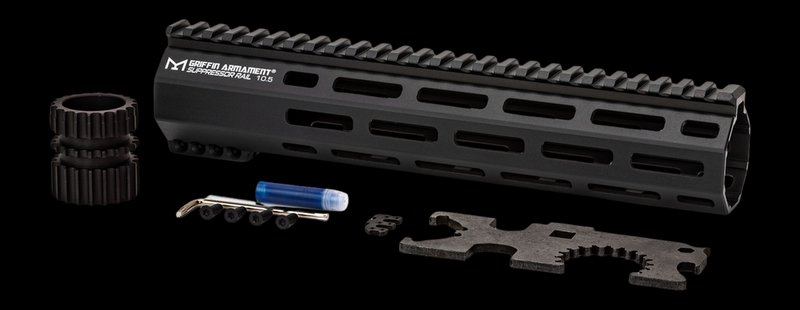 Griffin Armament LPRSR105 10.5" Suppressor Ready M-LOK AR-15 Handguard, Black Anodized