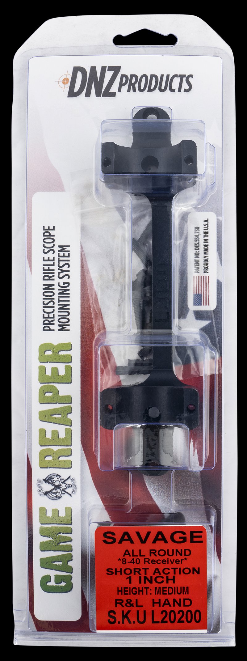 DNZ L20200 Game Reaper Savage Scope Mount Ring Combo Matte Black for AR-15