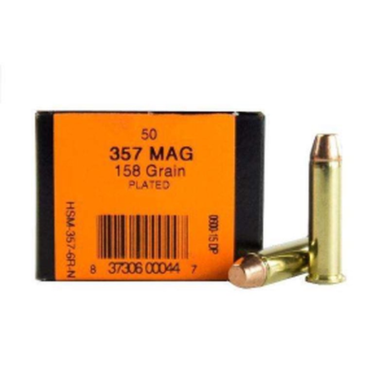 HSM 357 Magnum 158gr Lead-Plated Flat Point Ammunition 50rd Box