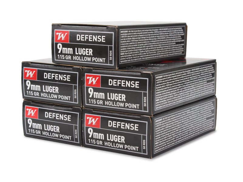 Winchester Defense 9mm 115 Grain Jacketed Hollow Point JHP Ammunition