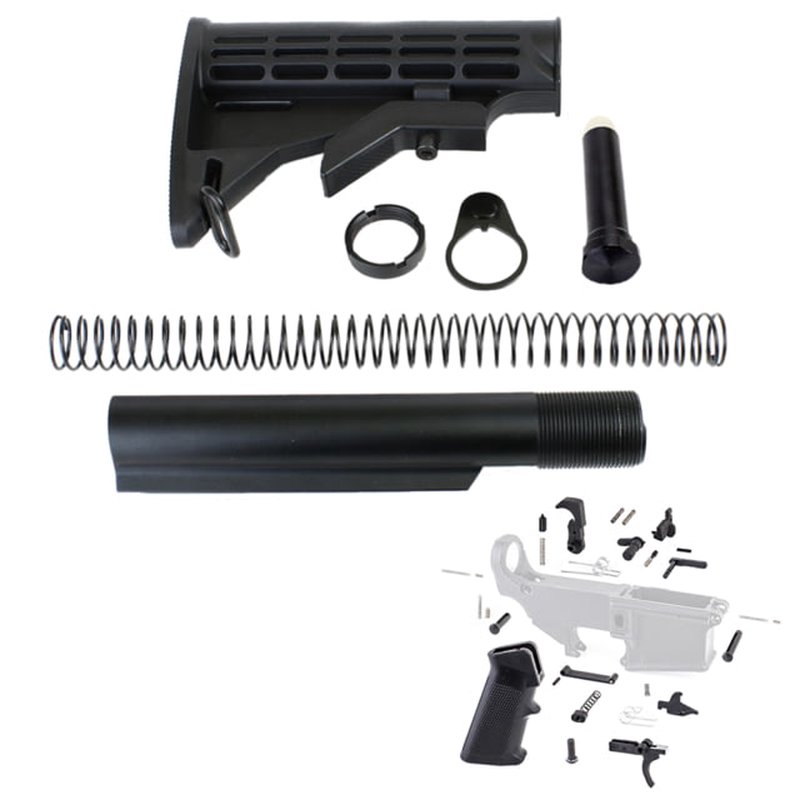 Tiger Rock AR-15 Mil Spec 6 Position Stock Kit Lower Parts Kit Grip Trigger Guard