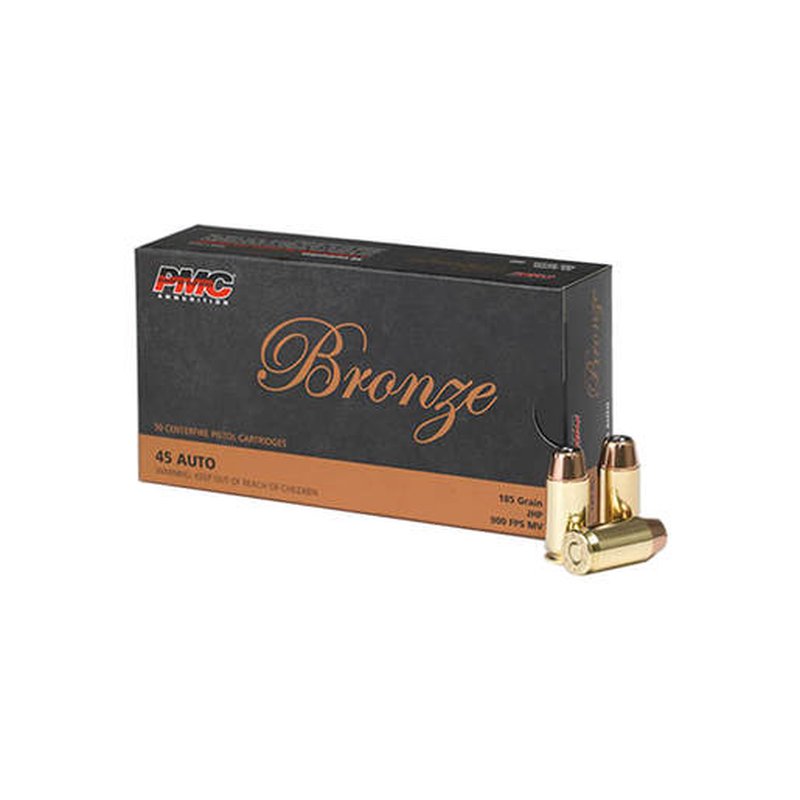 PMC Bronze 45 Auto ACP 185gr JHP Handgun Ammo 50-Round Box