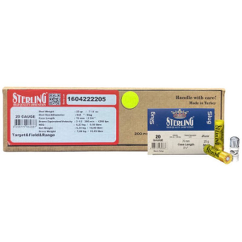 Sterling 20 Gauge Slug Ammunition 200 Round Case (UPC 8698779964887)