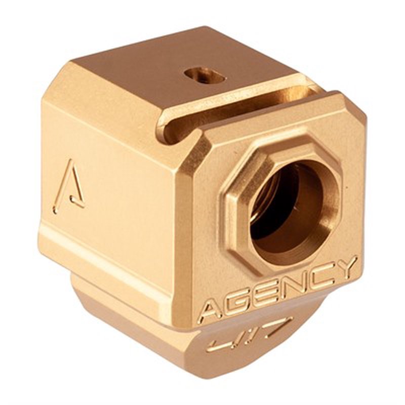 Agency Arms 417s Single Port Compensator Glock Gen 4 9mm Gold Muzzle Device